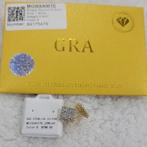 Square Moissanite Gender Neutral Studs. Gold Over Sterling Silver